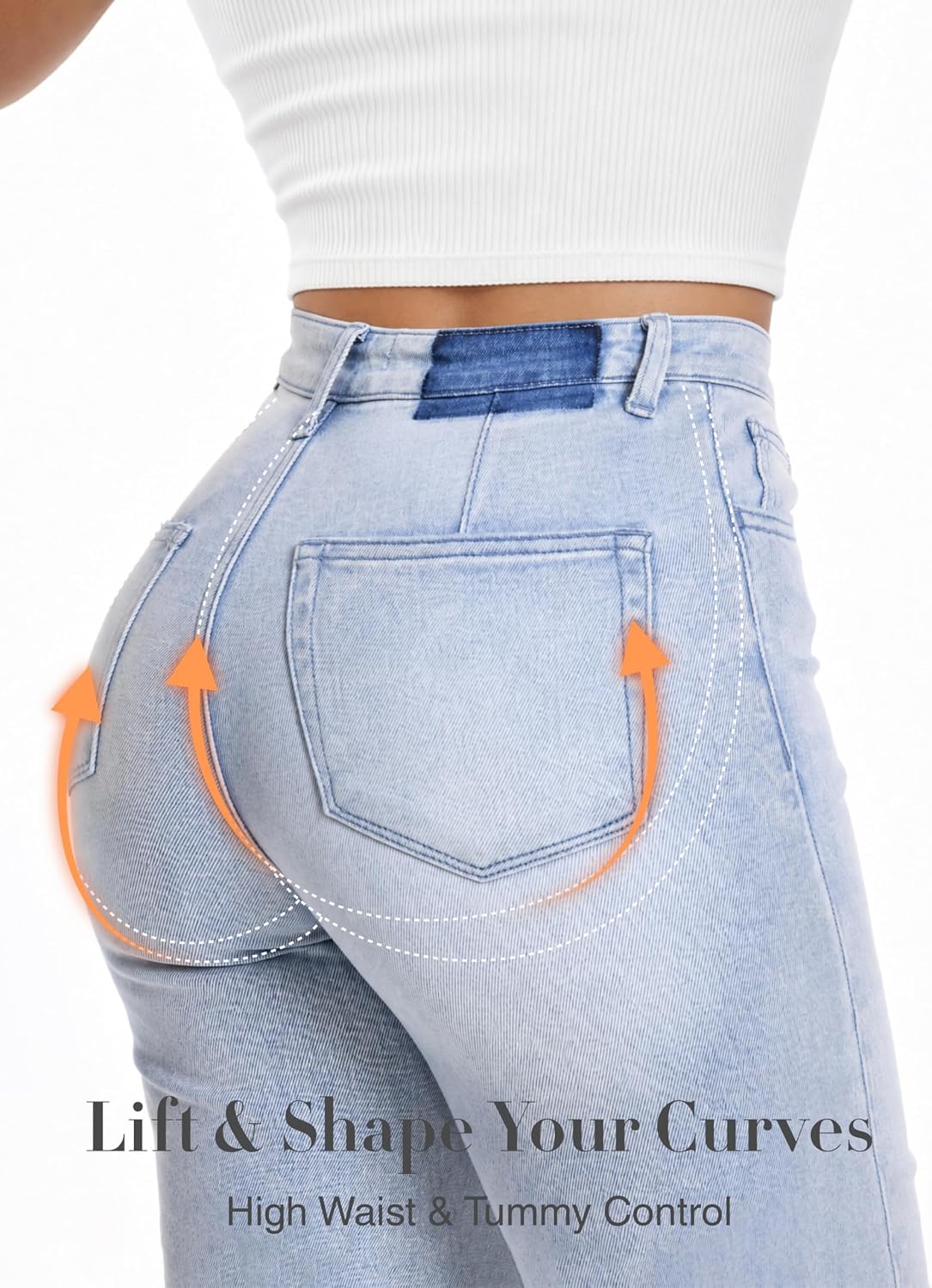 ONESO Women's Wide-Leg High-Waisted Stretch Denim Jeans – Trendy Baggy Fit, Tummy Control, Butt-Lifting with Pockets, Raw Hem, Casual Daily Wear